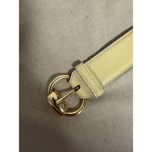 Gucci Belt Womens 90 32 Yellow Patent Leather Gold Tone Buckle Italy Designer main image 10
